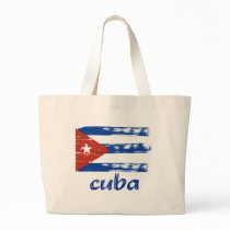 Cuban grunge flag tote bags