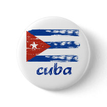Cuban grunge flag pinback button