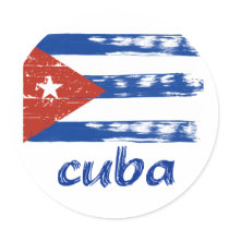 Cuban grunge flag round sticker