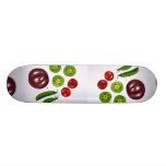 Cucumbers, tomatoes, snow peas and red onion skate deck