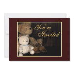Cuddly Teddy Bear & Baby Shoes Invitation