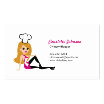 Culinary Blonde Girl Personal Card with Illustrati