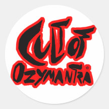 Cult of Ozymantra - zwart, dikke rode outline Stickers