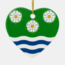 Cumbria Flag Heart Christmas Tree Ornaments