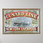 Cunard Line Ad Poster New York and Liverpool 1875 posters
