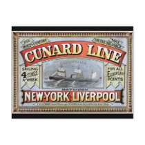 Cunard Line New York Liverpool Poster Postcard