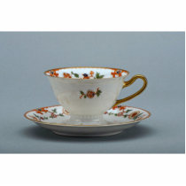 Cup and saucer with colourful flowers on it. acrylic cut out