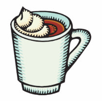 cup of hot cocoa with whipped cream cut out