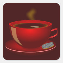 cup_of_tea_Vector_Clipart TEA COFFEE Red Mug Square Sticker