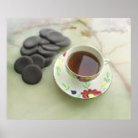 Cup of tea with chocolate poster