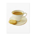 Cup of tea with cookie postcards