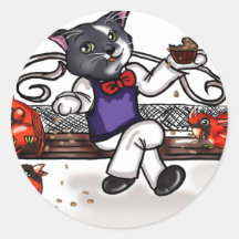 Cupcake and Cardinals Round Sticker