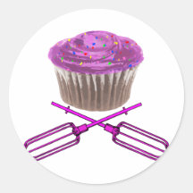 Cupcake and Crossbeaters Round Stickers