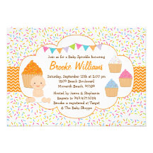 Cupcake Baby Sprinkle Shower Invitation Neutral