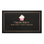 Cupcake Bakery Faux Black Linen 1 Business Card