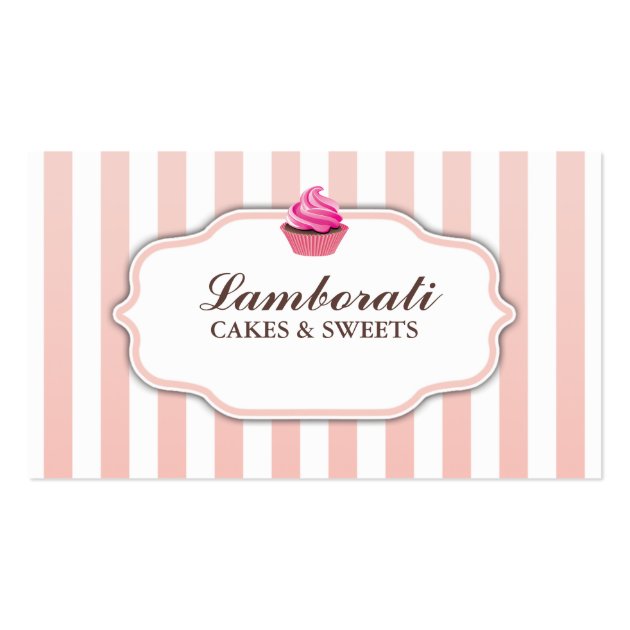 Cupcake Bakery Pink Cute Elegant Modern Business Card Template