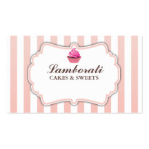 Cupcake Bakery Pink Stripes Cute Elegant Modern Business Card Templates