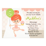 Cupcake Ballerina Birthday Invitation Redhead