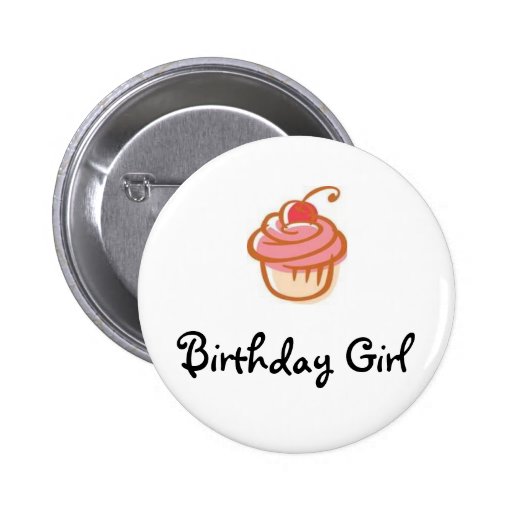 cupcake, Birthday Girl - Customised Pinback Button