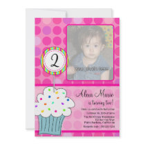 Cupcake Birthday Custom Announcement