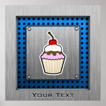 Cupcake; Brushed metal-look Posters