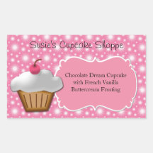 Cupcake Business or Box Label, Pink and White Stickers