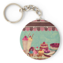 Cupcake Cake Party Sign Banner Key Chain