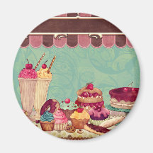 Cupcake Cake Party Sign Banner Refrigerator Magnet