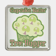 Cupcake Eating Tree Hugger Christmas Ornament