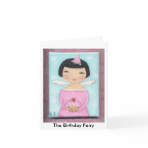 Cupcake Fairy, The Birthday Fairy, Folk Art Greeting Card