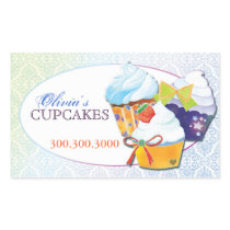 Cupcake Frenzy Damask Pattern Business Stickers