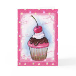 Cupcake in Pastel on Pink Background Cards