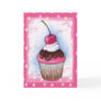 Cupcake in Pastel on Pink Background Cards