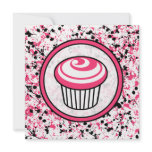 Cupcake Invitation - Pink & Black Paint Splatter