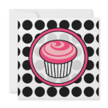 Cupcake Invitation - Polka Dot / Pink & Black