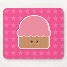 Cupcake Kawaii Style Pink Star Mousepad