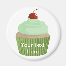Cupcake-Mint and Green Magnet