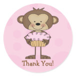 Cupcake Monkey Thank You Sticker