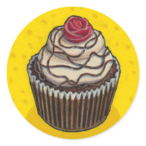 Cupcake on yellow sticker