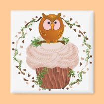 Cupcake Owl magnets