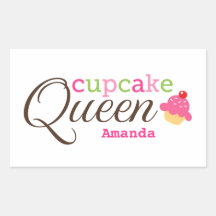 Cupcake queen fun cute personalized name rectangle sticker