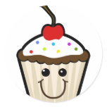 Cupcake Smile Face Round Stickers