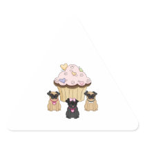 Cupcake Sweet Pug Dogs Triangle Stickers
