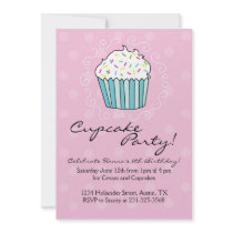 Cupcake Themed Birthday Party Invitations