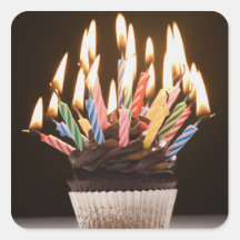 Cupcake with birthday candles stickers