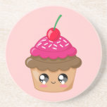 Cupcake with Cherry and Sprinkles Drink Coasters