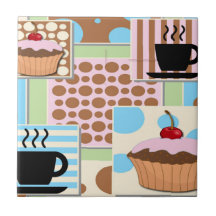Cupcakes and Coffee Ceramic Tiles
