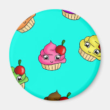 Cupcakes & cherries refrigerator magnets