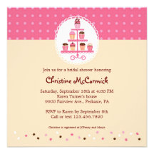 Cupcakes on a Stand (Pink / Cream) Invites