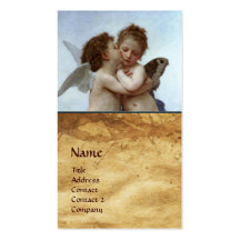 Cupid and Psyche as Children MONOGRAM Parchment Business Cards